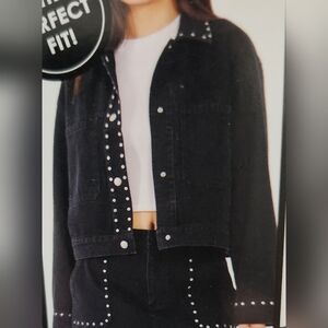 NWT Love, Fire Studded Denim Jacket. Size L